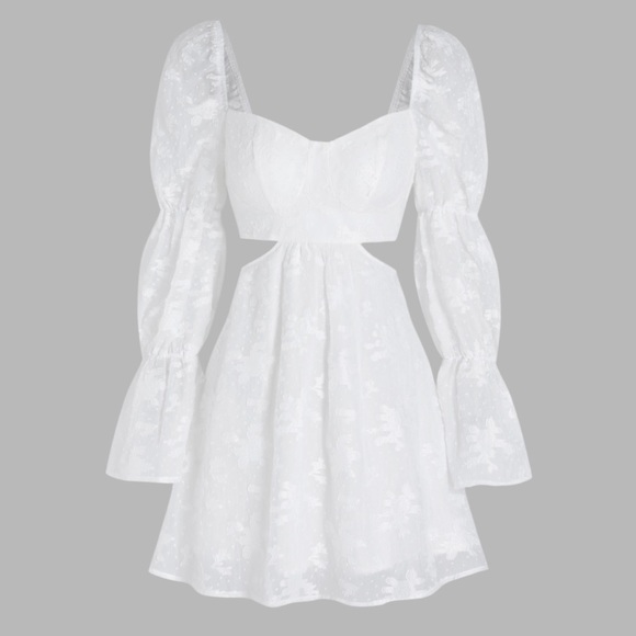 Puff Sleeve Dress with Floral Detail - Picture 1 of 1